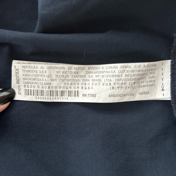 Zara Woman Festive Navy Satin-Finish Paperbag Skirt – X-Small XS - Picture 9 of 9